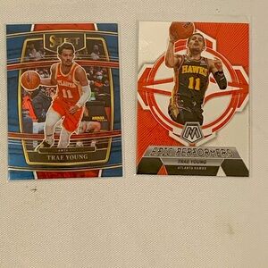 TRAE YOUNG ATLANTA HAWKS NBA TRADING CARDS MOZAIC AND SELECT SERIES.